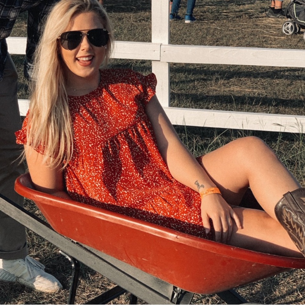 Shop Hopes red speckle baby doll dress SMALL